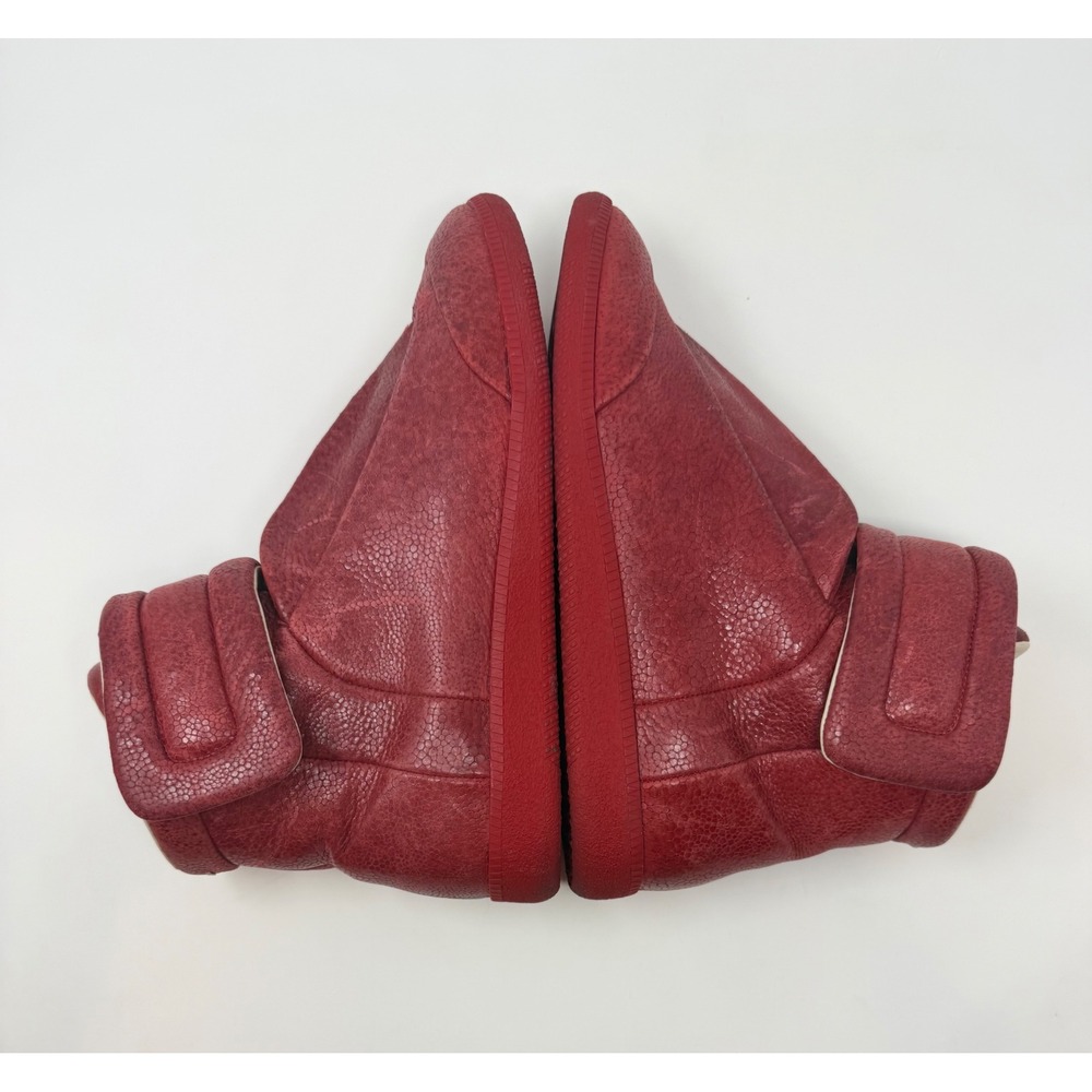 Maison Margiela Future High Sneaker Pebbled Red Leather Size 10 US 43 EU - Picture 3 of 10